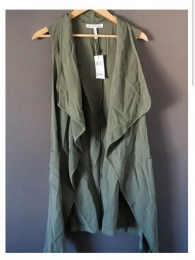 BCBGeneration Olive Lightweight Draped Vest